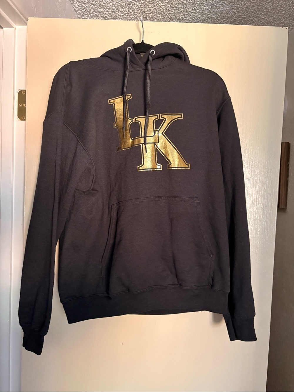 Men's Black Hoodie with Metallic Gold LK Graphic
